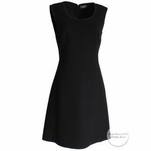 90s Gianni Versace Couture Dress Jumper Black Wool Blend Cinch Waist LBD Vintage